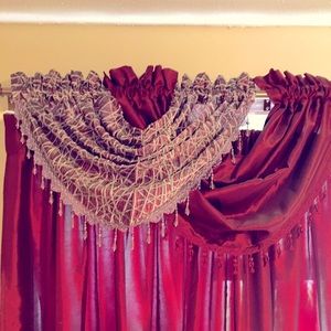 Burgandy panel curtains 4-four panels & Three Balloon Curtains